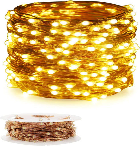ER CHEN Fairy Lights Plug in, 33Ft/10M 100 LED Starry String Lights Outdoor/Indoor Waterproof Copper Wire Decorative Lights for Bedroom, Patio, Garden, Party, Christmas Tree (Warm White)