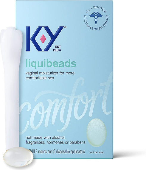 Silicone Lube K-Y Liquibeads 6 ct Personal Lubricant for Adult Couples, Women, Pleasure Enhancer, Sensual Massage Vaginal Moisturizer Beads, Hormone & Paraben Free, Easy Apply, Latex Condom Compatible