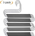 HonTop 3 Pack Pants Hangers S-Shape 5 Layers Stainless Steel with Black Silicone Coating Multi Clothes Cascading Hangers Space Saving Clothes Organizer for Jeans Pants Scarf Ties Towels