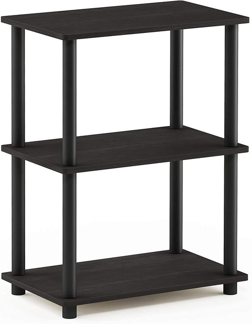 Furinno Turn-N-Tube No Tool 3-Tier Storage Shelf, Narrow, French Oak Grey/Black