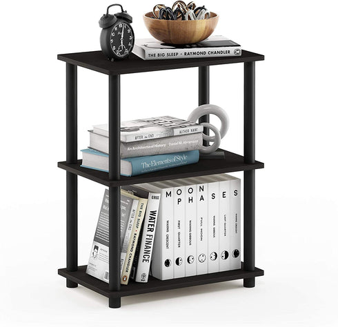 Furinno Turn-N-Tube No Tool 3-Tier Storage Shelf, Narrow, French Oak Grey/Black