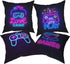 ZFYIPOK Gamer Throw Pillow Case, 18x18 Pillow Cover Set of 4 Video Game Neon Sign Square Case Decorative Cushion Home Sofa Chair Car for Boys Bedroom Playroom - Pink Purple (Retro Game Neon)
