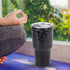 30oz Tumbler Stainless Steel Insulated Travel Mug with Straw Lid Cleaning Brush (Black Leopard)