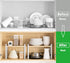 Cabinet Pantry Shelf Riser, Countertop Organizer, Heavy Duty Metal + Wood, Cupboard Stand Spice Rack, Under Sink Shelf, 13" L x 8.1" W x 9.6" H, White