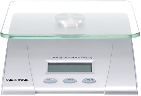 Farberware Professional Electronic Glass Kitchen and Food Scale, 11-Pound, SILVER - 5083276