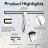 14 Inch Shower Squeegee Stainless Steel with Shower Door Hook and Adhesive Hook Glass Squeegee Bathroom for Doors, Bathroom, Windows, Kitchen, Mirror with Spare Silicone Blade 2 Hooks