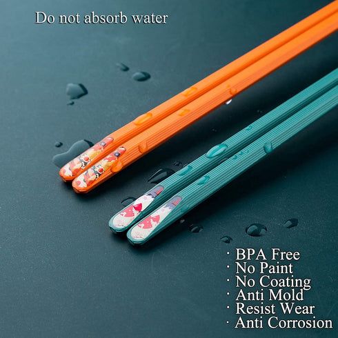 SUPJOYES 5 Pairs Fiberglass Chopsticks - Reusable Japanese Chopsticks Dishwasher Safe, Colorful Chopsticks Gift Set with Different Asian Pattern, Non-Slip Chop Sticks