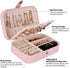 EEEKit 2 Pack Travel Jewelry Organizer Case, Portable Small Double Layer Jewelry Box for Traveling, PU Leather Jewelry Storage Boxes for Earrings Necklace Ring Bracelet Watch Bangle Display (Pink)