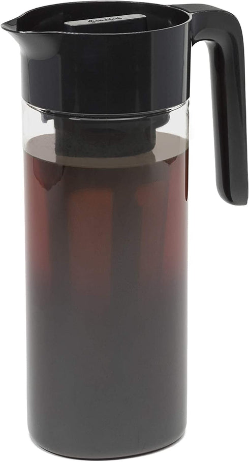 Goodful Airtight Cold Brew Iced Coffee Maker, Shatterproof Durable Tritan Plastic Construction, Leak-Proof Lid, Large Capacity with Premium Stainless Steel, 2.25 Qt, Black