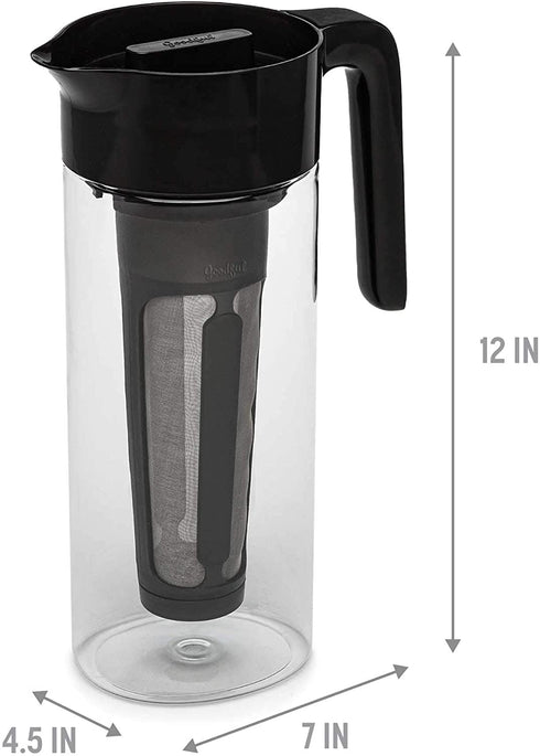 Goodful Airtight Cold Brew Iced Coffee Maker, Shatterproof Durable Tritan Plastic Construction, Leak-Proof Lid, Large Capacity with Premium Stainless Steel, 2.25 Qt, Black