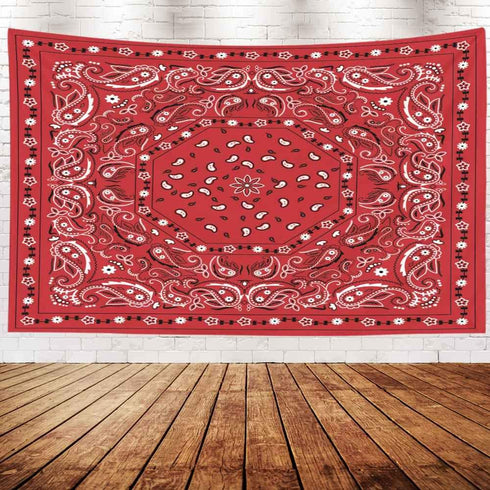 Pamime Home Decor Tapestry for Christmas Red Bandana Print Wall Tapestry Hanging Tapestries for Dorm Room Bedroom Living Room 80X60 Inches Tapestry,Red White 1