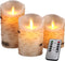 Tuyai Flameless Candles LED Candles Set of 3 (D 3.25 x H 4 5 6) Ivory Real Wax Pillar Birch Bark Effect Battery Operated Candles Dancing LED Flame 10-Key Remote Control and Cycling 24 Hrs Timer