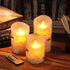 Tuyai Flameless Candles LED Candles Set of 3 (D 3.25 x H 4 5 6) Ivory Real Wax Pillar Birch Bark Effect Battery Operated Candles Dancing LED Flame 10-Key Remote Control and Cycling 24 Hrs Timer