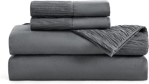 Bedsure Full Size Sheet Sets Grey - Soft 1800 Bedding Microfiber Sheets Full Size Bed, 4 Pieces Bed Sheets Full