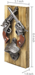 MyGift Wall Bottle Opener - Rustic Burnt Wood Western-Inspired Hanging Beer Bottle Cap Opener with Dual Old Wild West Six Shooter Revolvers Design
