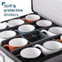 StorageBud China Storage Containers - Hard Shell, Stackable Holders For 12 Cups, Mugs, Stemless Wine Glasses Padded Dinnerware & Dish Cases with Dividers, Handles & Zippers