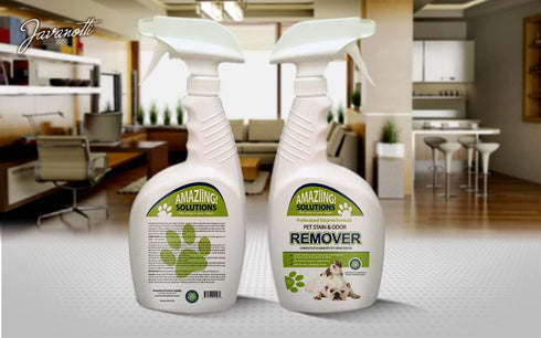 Amaziing Solutions Pet Odor Eliminator and Stain Remover Carpet Cleaner for Dog Urine and Cat Pee, Professional Strength Enzymatic Solution, Natural Enzymes for Carpet and Hardwood Floors (32oz)