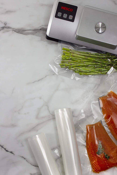 Nesco VS-03R Rolls Food Vacuum Sealer Bags, 7.87 inch x 19.70 feet, Clear, 2 Count