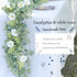 PARTY JOY 6.5ft Seeded Eucalyptus Garland with Flowers-8 White Roses-Lush,Natural Looking, Floral Garland Greenery Garland for Party Wedding Table Indoor Outdoor Backdrop Wall Decor?White,1?