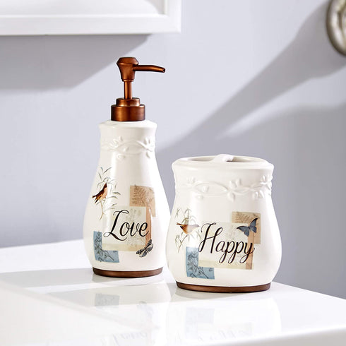 SKL Home New Hope Soap Dispenser, 7.11" x 3.15" x 3.15", Cream