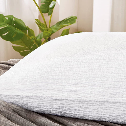 PHF 100% Cotton Jacquard Euro Sham, 26" x 26", Set of 2, Home Decorative Euro Throw Pillow Covers for Couch Sofa Bed, No Filling, White