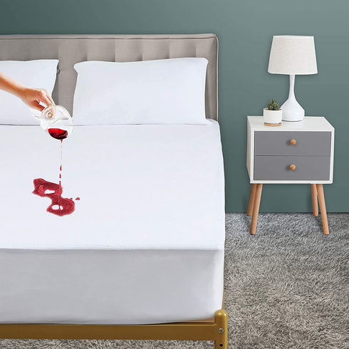 Warmtex Waterproof Mattress Protector Twin Size Cotton Terry Bed Mattress Cover Breathable Noiseless Vinyl Free White Matressprotector for Kids Adults Pets 14 Inches Deep Pocket