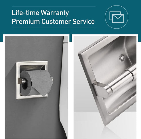 Smack Brushed Nickel Recessed Toilet Paper Holder,Contemporary Hotel Style Wall Toilet Paper Holder - Recessed Toilet Tissue Holder Includes Rear Mounting Bracket