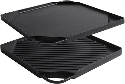 Youtian Reversible Griddles/Grill,2-in-1 Double Use,Non-Stick Aluminum Stove Top Portable for Camping,Square Shaped Black