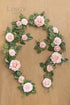 Ling's moment Handcrafted Artificial Blush Pink Rose Flower Garland 5ft Greenery Garland for Wedding Centerpieces Ceremony Sign Aisle Arch Backdrop Reception Table Decorations