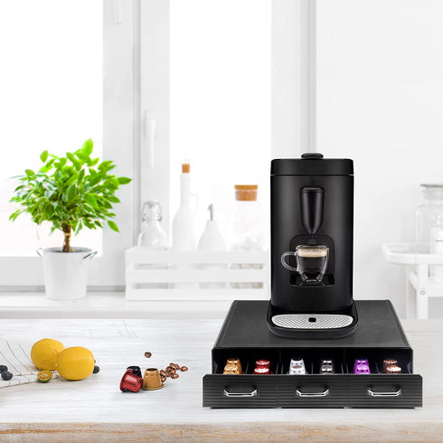 SZQINJI Coffee Pod Organizer Coffee Capsule Holder 36/48 Pods Storage 3-Drawer Compact, compatible with K-cup & Nespresso OriginalLine Capsule
