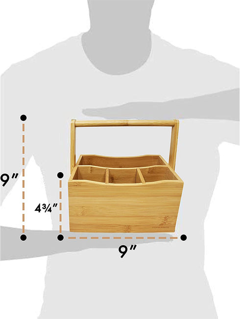 ROYALHOUSE Bamboo Utensil Holder And Organizer For Kitchen Countertop