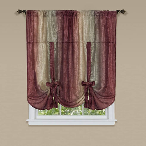 Achim Home Furnishings Ombre Tie up Shade Window Curtain, 50 in x 63 in, Burgundy