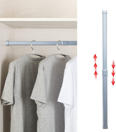 16 to 26 Inch Adjustable Closet Rod, Oval Closet Rod Wall Mounted Hanging Rod for Closet, Premium Aluminum Alloy Closet Pole Grey Closet Bar with Socket Set for Wardrobes, No Rust, With End Supports€¦