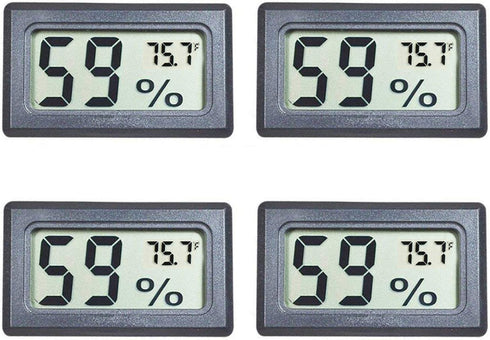 Veanic 4-Pack Mini Digital Electronic Temperature Humidity Meters Gauge Indoor Thermometer Hygrometer LCD Display Fahrenheit (?) for Humidors, Greenhouse, Garden, Cellar, Fridge, Closet