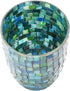 Creative Co-Op Mosaic Glass Votive Candle Holder, Blue & Green