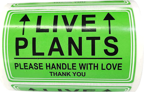 Green Live Plants Stickers for Shipping 2x3 inch Please Handle with Love Stickers Fragile Shipping Labels for Warehouse Pallet 250 pcs Live Plants Stickers per roll