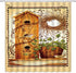 Primitive Shower Curtain Rustic Vintage Birdhouse Bird Bamboo Basket Wreath Vine Plant Country Outhouse Western Cabin Old Farmhouse Fabric Bath Curtains Bathroom Polyester with Plastic Hooks 70x70Inch