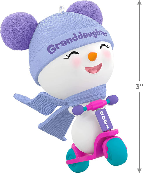 Hallmark Keepsake Christmas Ornament, Year Dated 2021, Granddaughter Snowman on Scooter