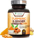 Turmeric Curcumin with BioPerine & Ginger 95% Curcuminoids 1950mg - Natural Joint Inflammatory Support, Black Pepper for Max Absorption, Nature's Tumeric Extract Supplement - 240 Capsules