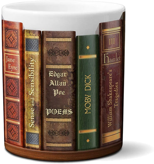 Bookshelf Mug. Coffee Mug with the famous books' titles, Bookish Mug, Literary Mug, Book Lover Mug