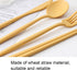 4 Sets Wheat Straw Cutlery, Portable Cutlery Set, Reusable Travel Flatware Set, for Lunch Boxes Workplace Camping School Picnic or Daily Use (Green, yellow, orange, blue)