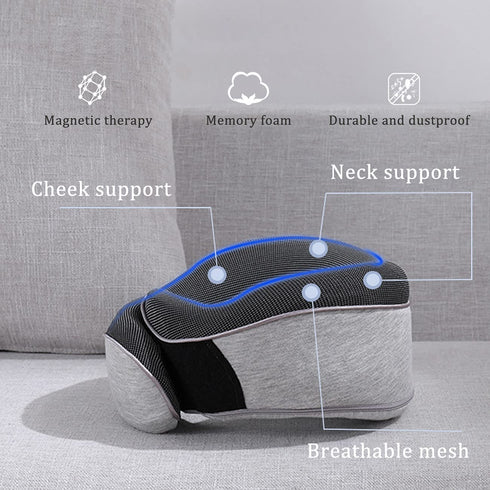 ZIUQAB Travel Pillow, Memory Foam Travel Neck Pillow with Velcro, 360-Degree Head Support with Storage Bag for Airplane, Car, Travel, Camping, Bus, Train