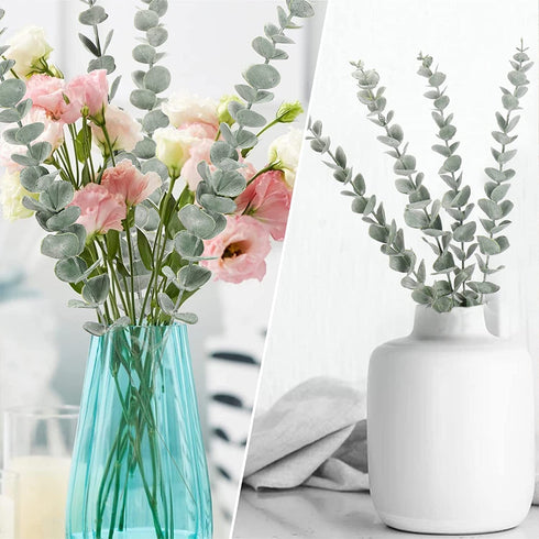 18" Artificial Eucalyptus Stems, Faux Greenery for Coffee Table Decor Farmhouse Home Decor Wedding Decor and Wreath Making Fake Plants Leaves for Hobo Room Decor(Dark Green,24 Stems)