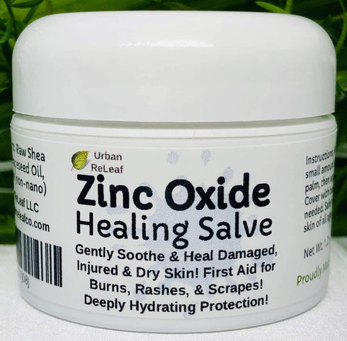Urban ReLeaf Zinc Oxide Salve ! Gently Soothe & Heal Damaged, Injured & Dry Skin! First Aid, Burns, Rashes, Scrapes! Deeply Hydrating Protection. 100% Natural! Safe for Delicate Skin of All Ages.