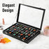 Pangkeep 100 Slots Ring Display Case,Ring Organizer Box,Jewelry Tray Storage Organizer Case with Glass Lid(Black Velvet).