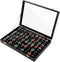 Pangkeep 100 Slots Ring Display Case,Ring Organizer Box,Jewelry Tray Storage Organizer Case with Glass Lid(Black Velvet).