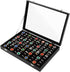 Pangkeep 100 Slots Ring Display Case,Ring Organizer Box,Jewelry Tray Storage Organizer Case with Glass Lid(Black Velvet).