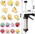 Cookie Press Set,Stainless Steel Cookie Maker Biscuit Press Gun Set with 8 Discs Molds & 8 Icing Nozzles Tips for DIY Biscuit Maker and Decoration