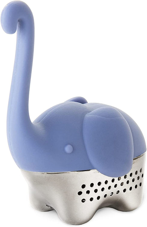 TrueZoo Elephant Tea Infuser, Stainless Steel and Silicone, Blue, Set of 1 Loose Leaf Tea Strainer