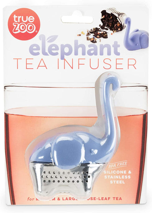 TrueZoo Elephant Tea Infuser, Stainless Steel and Silicone, Blue, Set of 1 Loose Leaf Tea Strainer